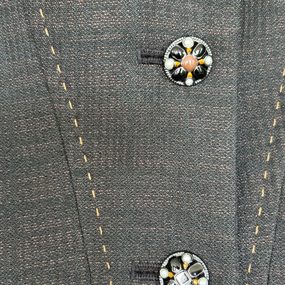 Nine West Classic Skirt Suit, Black Rust Woven Peplum with Stitching, Size 6 - Picture 4 of 16